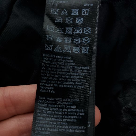 All Saints Black Leather Moto Jacket with Notched Lapel - Picture 11 of 11